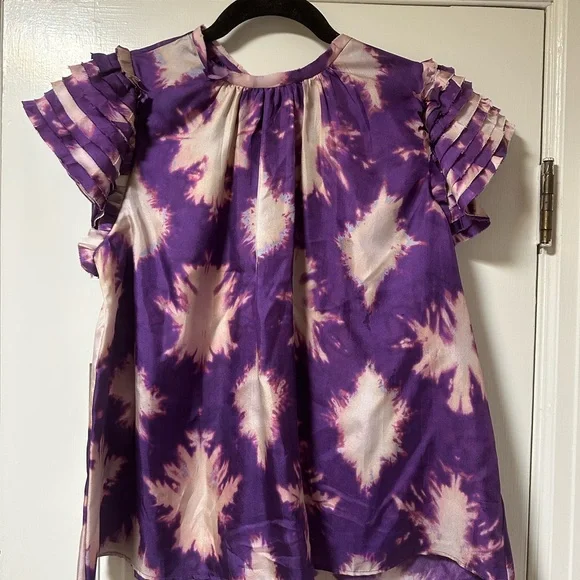 Ulla Johnson Tie-Dye Ruffle Sleeve Top - Picture 7 of 11